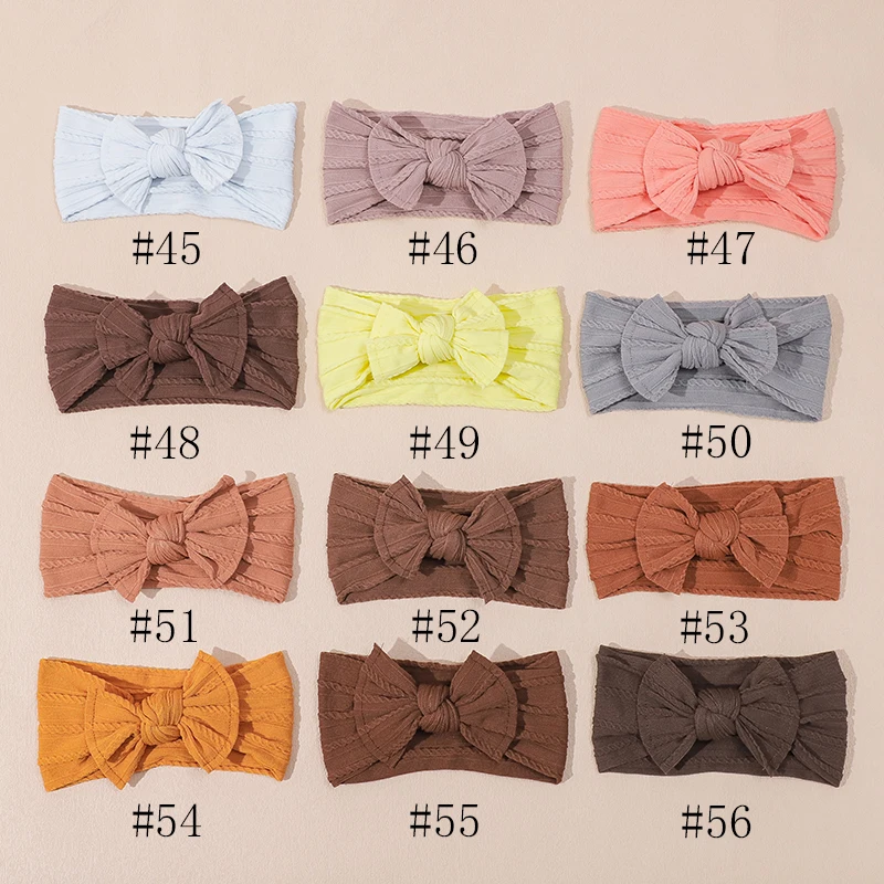 30PC/lot Newborn Kids Handmade Cable Knit Wide Nylon Headbands,Knotted Hair Bow Ribbed Headband,Children Girls Hair Accessories