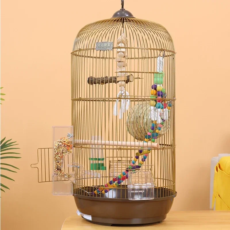 

Large Reinforced Parrot Cage Luxury Round Metal Nest with Drawer Tray Ideal for Parrot Reproduction Safe Bird Cage Villa