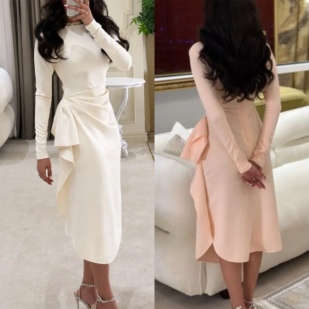 

High Quality Customized Long-sleeved Dress A-line Dress Off White Dress Evening Dresses شارون سعيد فساتين سهره Robes De Soirée