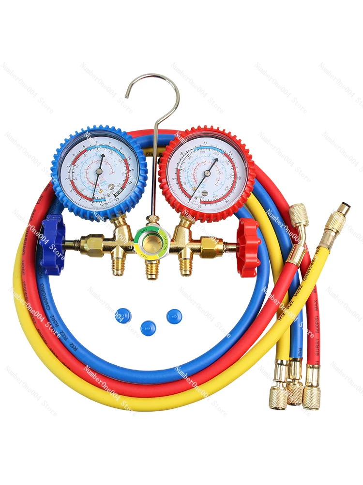 Fluorometer Double Meter Tool Suit Ice-like Snow Seed Pressure Gauge Liquid Filling and Pressing R134a Refrigerant Valve