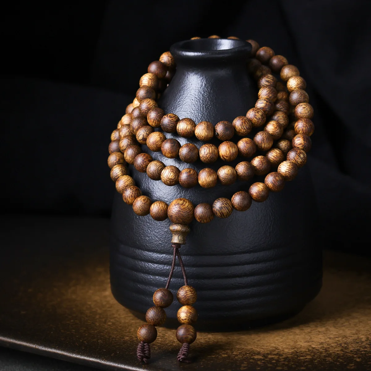 

Old Material Green Qinan Agarwood 108 Buddha Beads Round Barrel Bead Bracelet Chess Nan Wooden Ornament Hand String