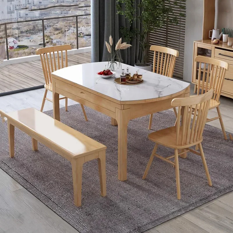 

Luxury Party Chairs Dining Table Modern Wooden Nordic Marble Side Dining Table Restaurant Design Mesas De Jantar Furniture HDCZ