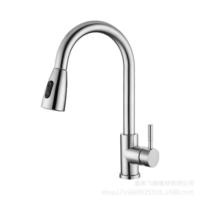 Brushed kitchen sink pull-out mixer pull-down telescopic hot and cold water mixer Mixer tap running water spray head