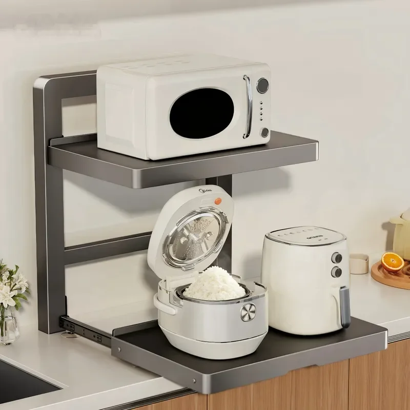 For Pull-out Kitchen Appliance Rack For Microwave Oven Rice Cooker Oven Storage Rack Countertop Multi-functional Storage Rack