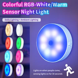 RGB Rechargeable LED Under Cabinet Lights PIR Motion Sensor Night Light Led Lamp Stairs Closet Wardrobe Kitchen Light Room Decor