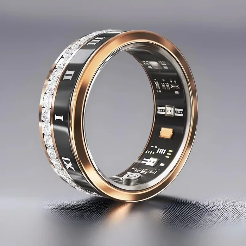 Bague intelligente en diamant pour hommes et femmes, bracelet en acier au titane, Bluetooth, étanche, moniteur de fréquence cardiaque des pas et du sommeil, bague de mariage, bijoux