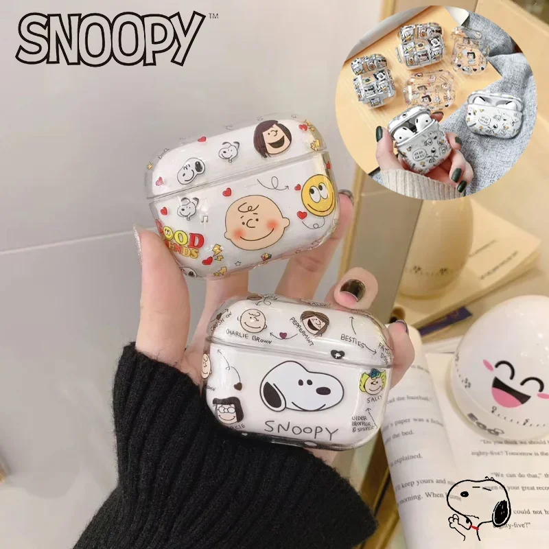 Snoopy Earphone Case for Airpods 1 2 3 Transparent Cartoon Trend Protective Case for Airpods Pro Case Wireless Charging Box