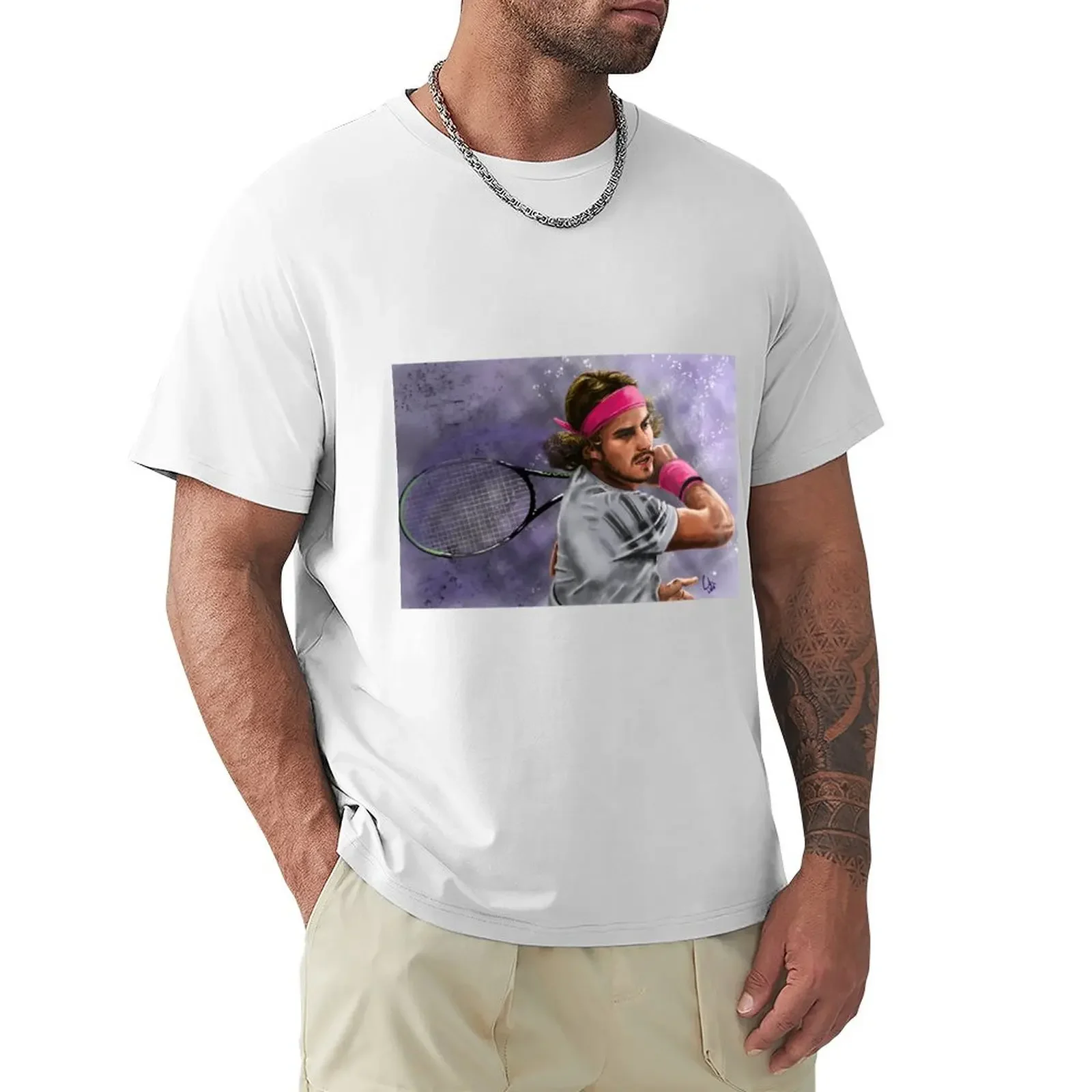 Stefanos Tsitsipas T-shirt Short sleeve tee customs design your own Men's t-shirts