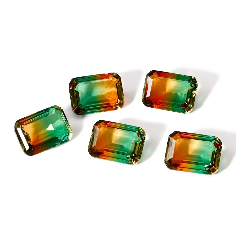 2.7-3.2ct Real Stones 8x10MM Rectangle Tourmaline Loose Gemstones Fashion Jewelry Accessories Multi Decorative Gift Stone 10pcs