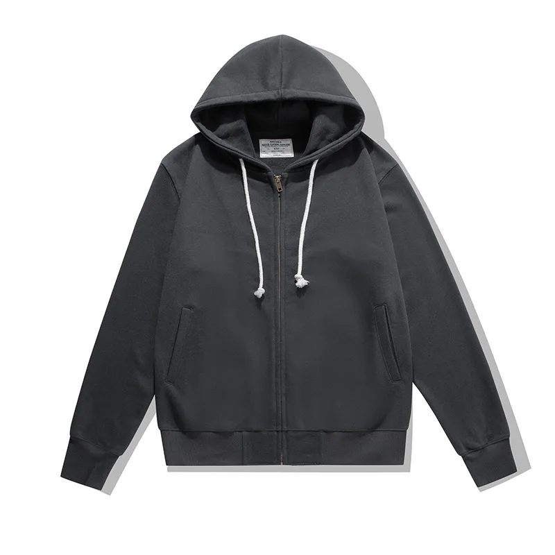 

Vintage Heavyweight 500g Men's Zipper Hoodie Basic Sle Casual Windbreaker Long Sve Cotton Sweatirt for Youth
