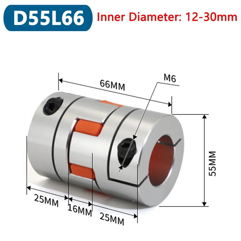 

1pc D55L66 Eight Jaws Coupler D55 L66 Aluminum Plum Flexible Spider Coupling Motor Connector CNC Elastic Coupling Bore 12-30mm