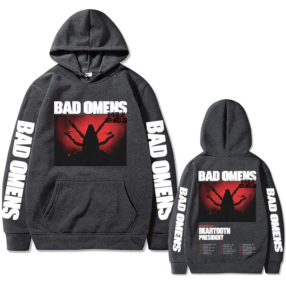 Rock Band Bad Omens Do You Feel Love Tour 2026 Hoodie Men Women Vintage Oversized Sweatshirt Male Hip Hop Gothic Punk Streetwear