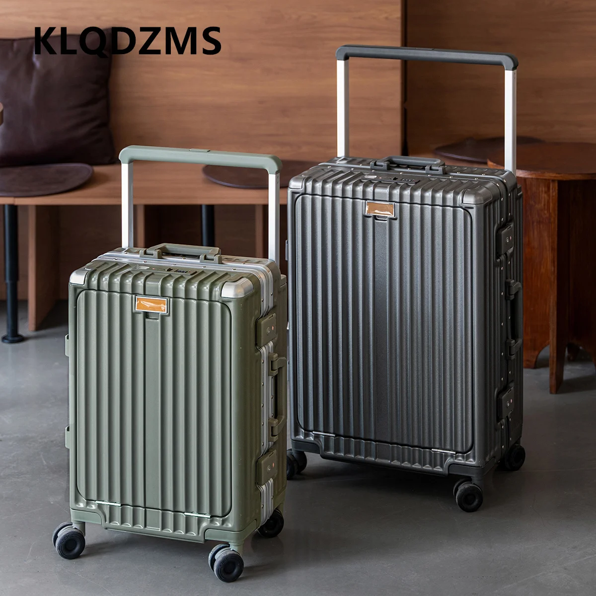 KLQDZMS Laptop Suitcase Front Opening Boarding Case ABS+PC Multifunctional Trolley Case 20