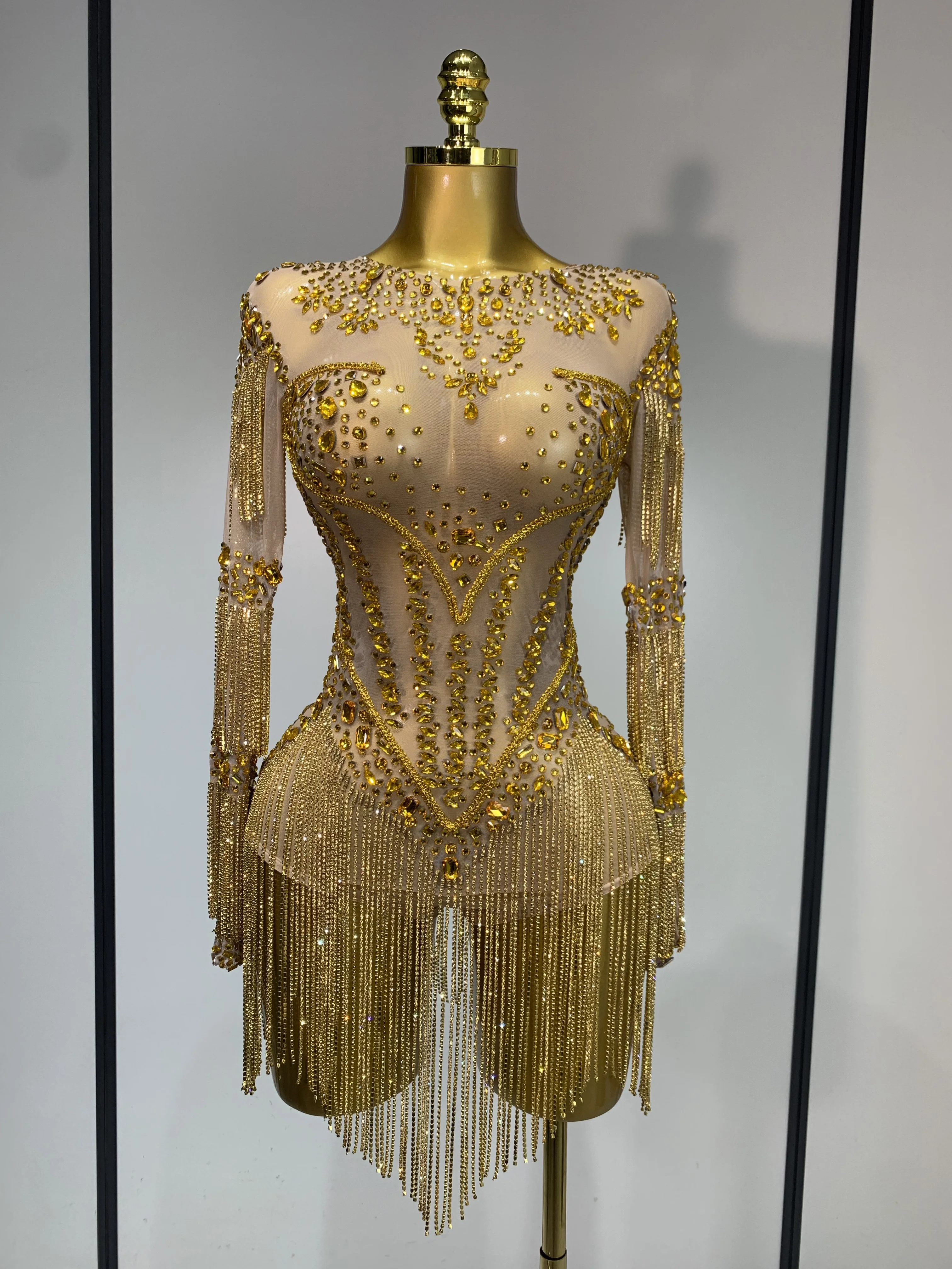 Luxury Birthday Evening Party Gown Sparkly Rhinestone Bodysuit Women Sexy  Mesh See Through Performance Dance Stage Costume - AliExpress 200000345