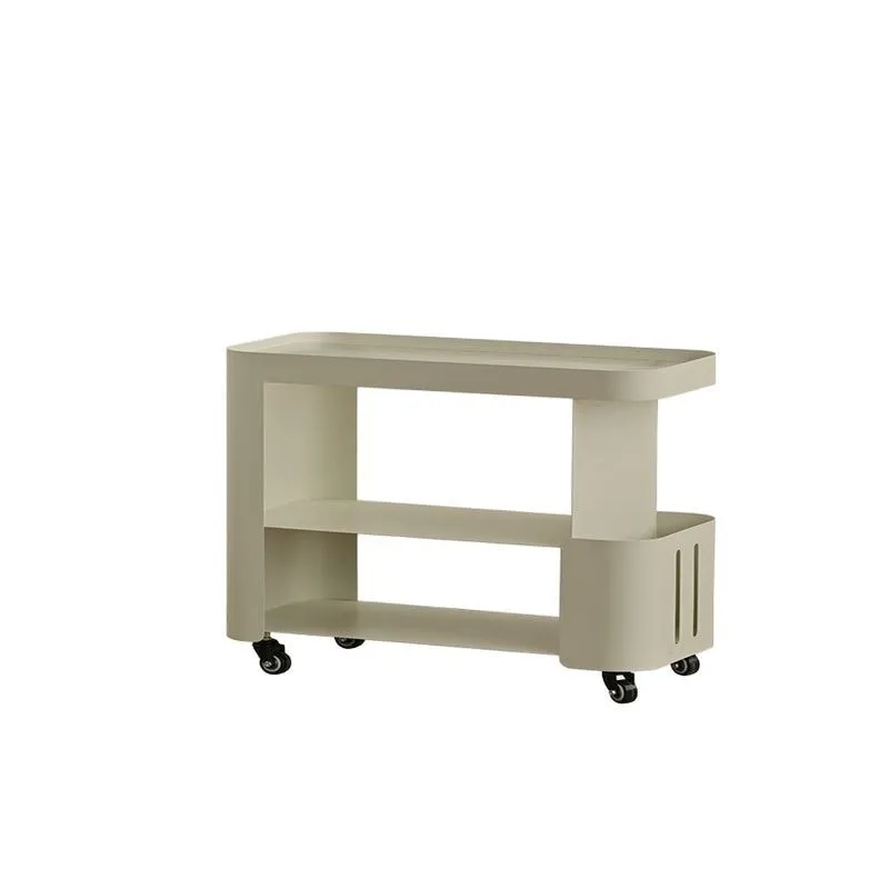 

Movable living room sofa trolley tempered glass edge table coffee table household multi-layer shelves