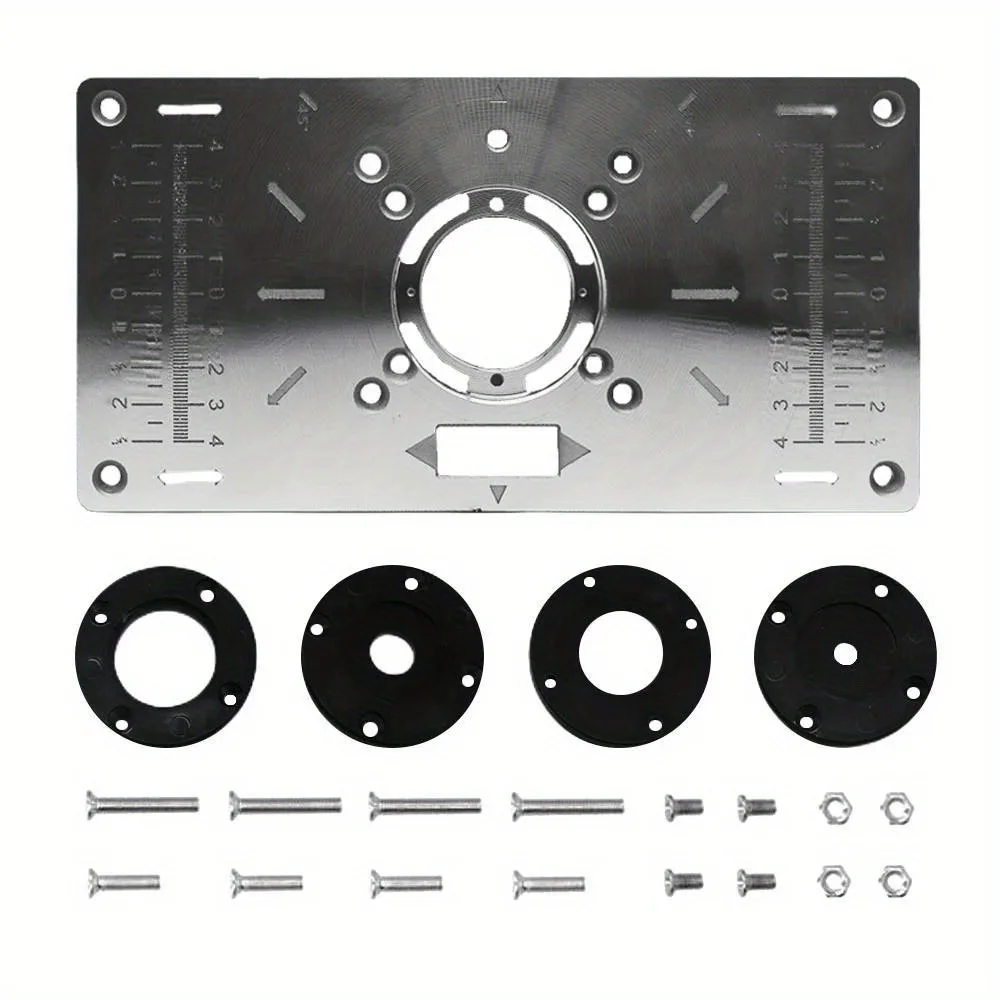 Aluminium Router Table Insert Plate Table For Woodworking Benches Router Plate Wood Tools Milling Trimming Machine With Rings