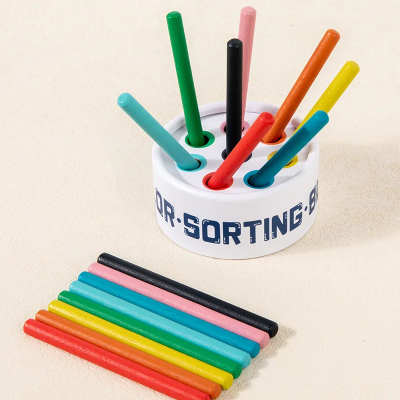 Kinder Holz Bunte Stick Farbe Klassifizierung Box Lehrmittel Farbe Erkenntnis Passenden Spiel Pädagogisches Spielzeug Für Kinder