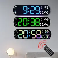 Multifunctional Ambient Light Wall Clock Living Room Clock Large Screen Timing LED Digital Alarm Clock with Remote Control