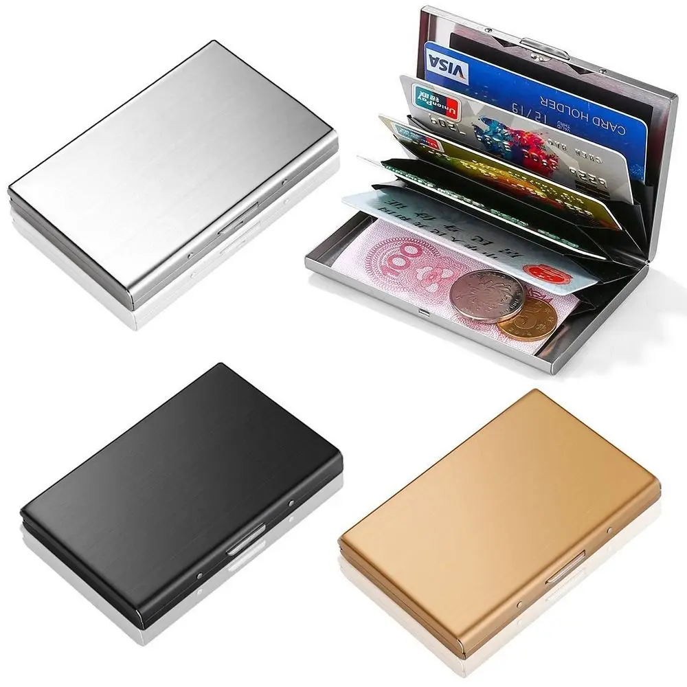 Fashion 6/10 Slots Credit Card Holder Anti RFID Slim ID Cardholder Stainless Debit Box Travel