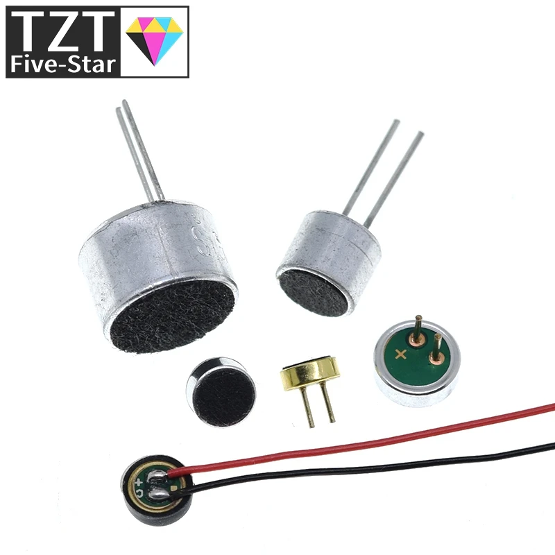 TZT 10 قطعة ميكروفونات إليكتريت متنوعة مع 2 دبوس لاقط 9x7 مللي متر 9767 6x5 مللي متر 6050 6x2.2 مللي متر 6022 4.5x2.2 مللي متر 4522 4x1.5 مللي متر 4015