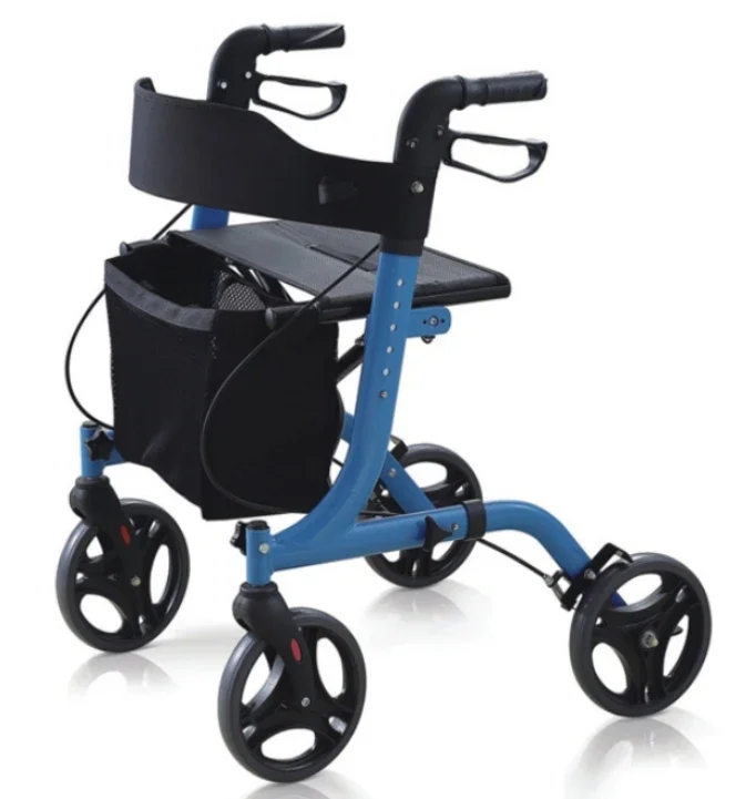 Aluminum Durable Foldable Walker Rollator Attached Shopping Bag for disabled