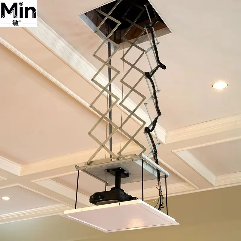 1m Stroke Motorized Ceiling Recessed Projector Lift Hidden Projector Hanger Mount for Home Theater Accessory