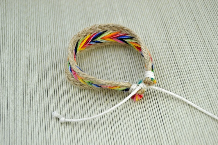 Natural cotton and linen colorful bracelet original handmade jewelry Free shipping #EZ125