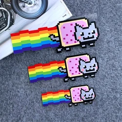 Cute Pixel Rainbow Cat Reflective Car Sticker Decoration Motorcycle Scooter Windshield Glass Window Body Fuel Tank Bumper Decals