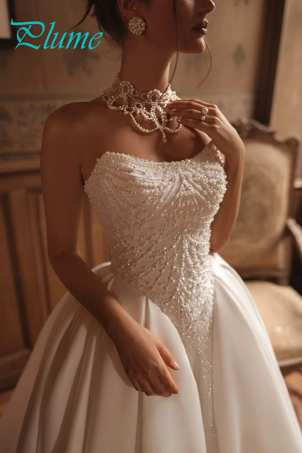 فستان زفاف أنيق من الساتان الأبيض مخصص رسمي على شكل قلب بدون أكمام رداء de mariée حالمة على شكل حرف a مطرز بالخرز فيستدو دي نوفيا