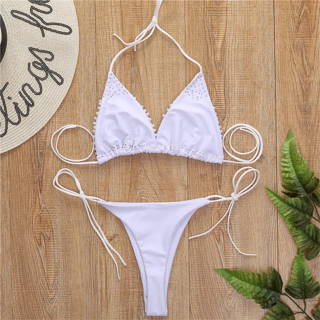 Sexy Neckholder-Mini-Bikini, Damen-Badeanzug, zweiteiliger Bikini-Set, luxuriöser Perlen-Badeanzug, Badebekleidung für Damen, V2090 – Detail 21