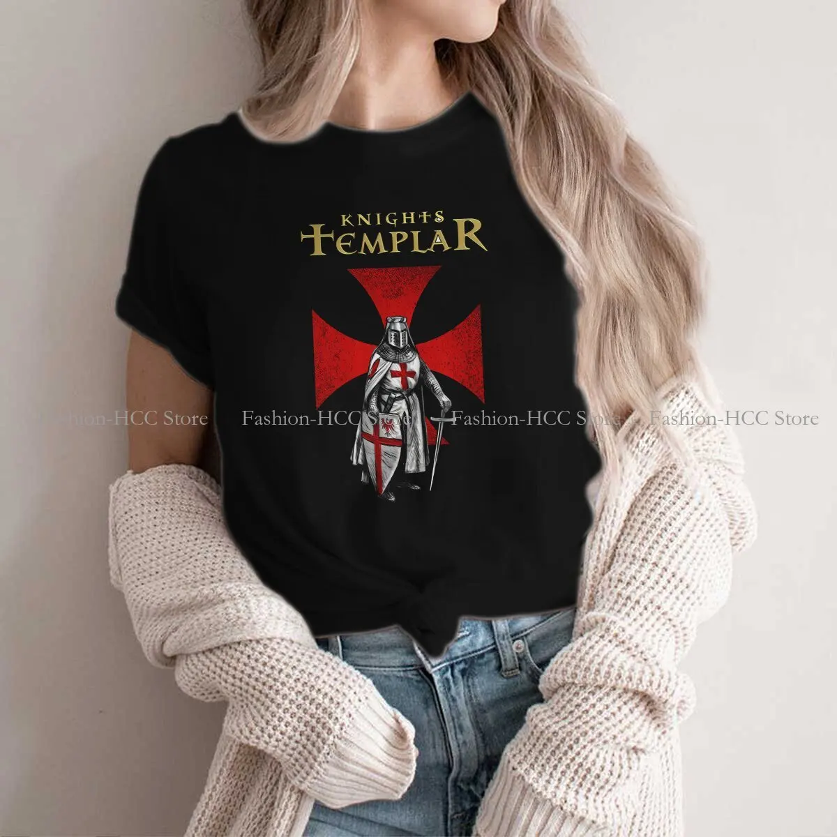 Crusades O Neck TShirt Templar Knight Basic Polyester T Shirt Woman's Tops Fashion