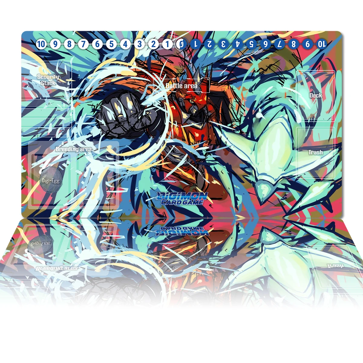 Digimon Playmat Dukemon TCG CCG Card Game Board Game Mat Anime Mouse Pad Custom Desk Mat Gaming Accessories with Zones Free Bag