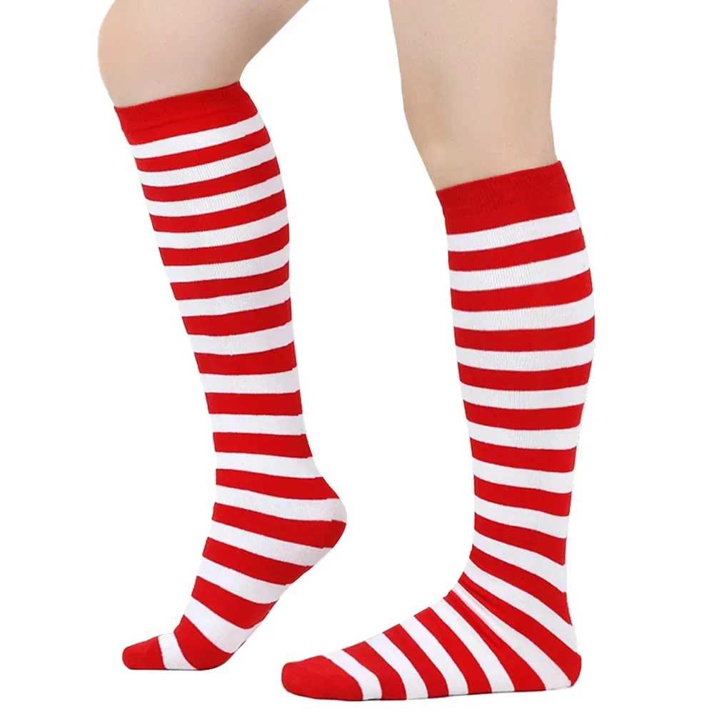

Children New Year Christmas Cosplay Socks Autumn Winter Knee High Knitted Striped Long Kids Stockings for Boys Girls