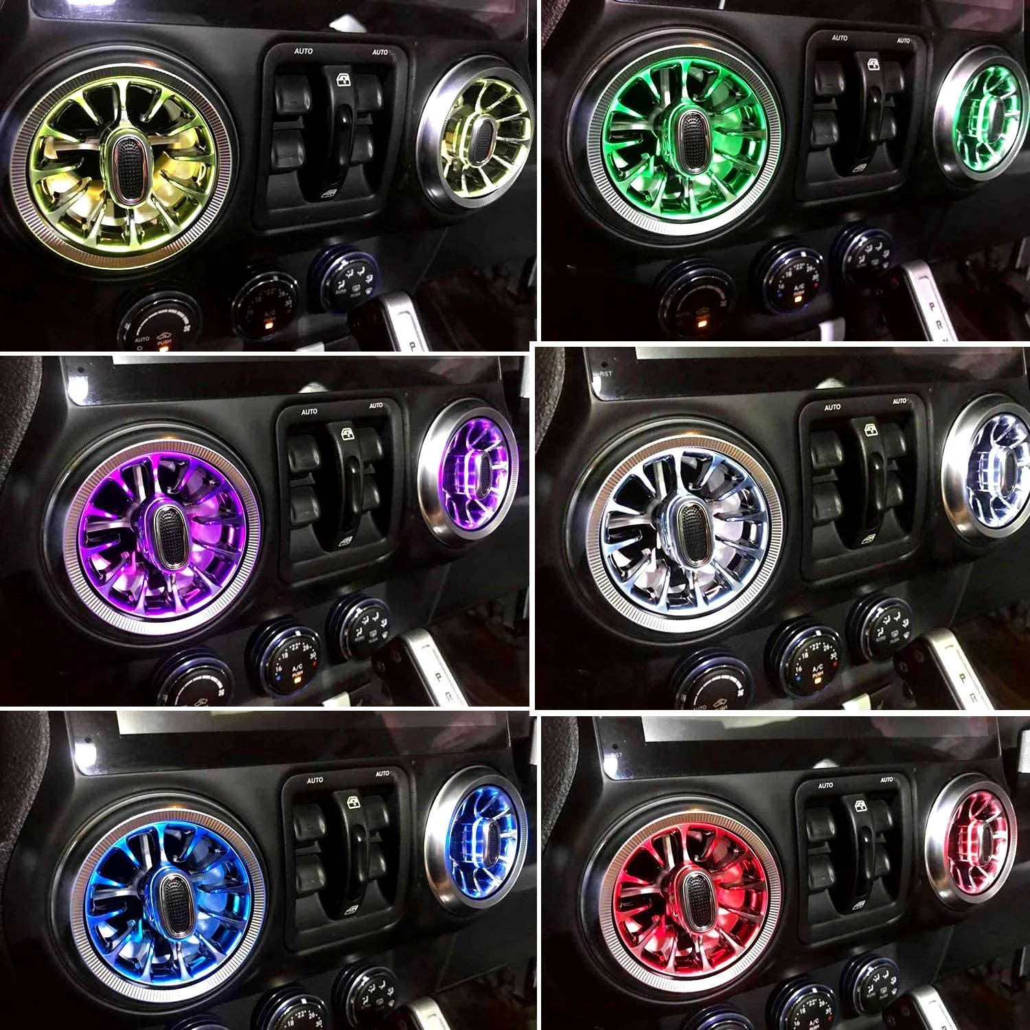 Air Vent LED Atmosphere Lights 32 Colors Ambient Light Turbine Outlets Lamp Air Conditioner Covers For Wrangler JL 2018-2022