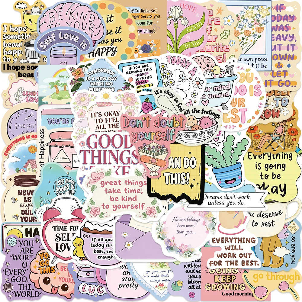 50PCS Inspirational Minimalist Quote Stickers Life Motivational Decals for Journal Planner Wall Bedroom Office Daily Decor