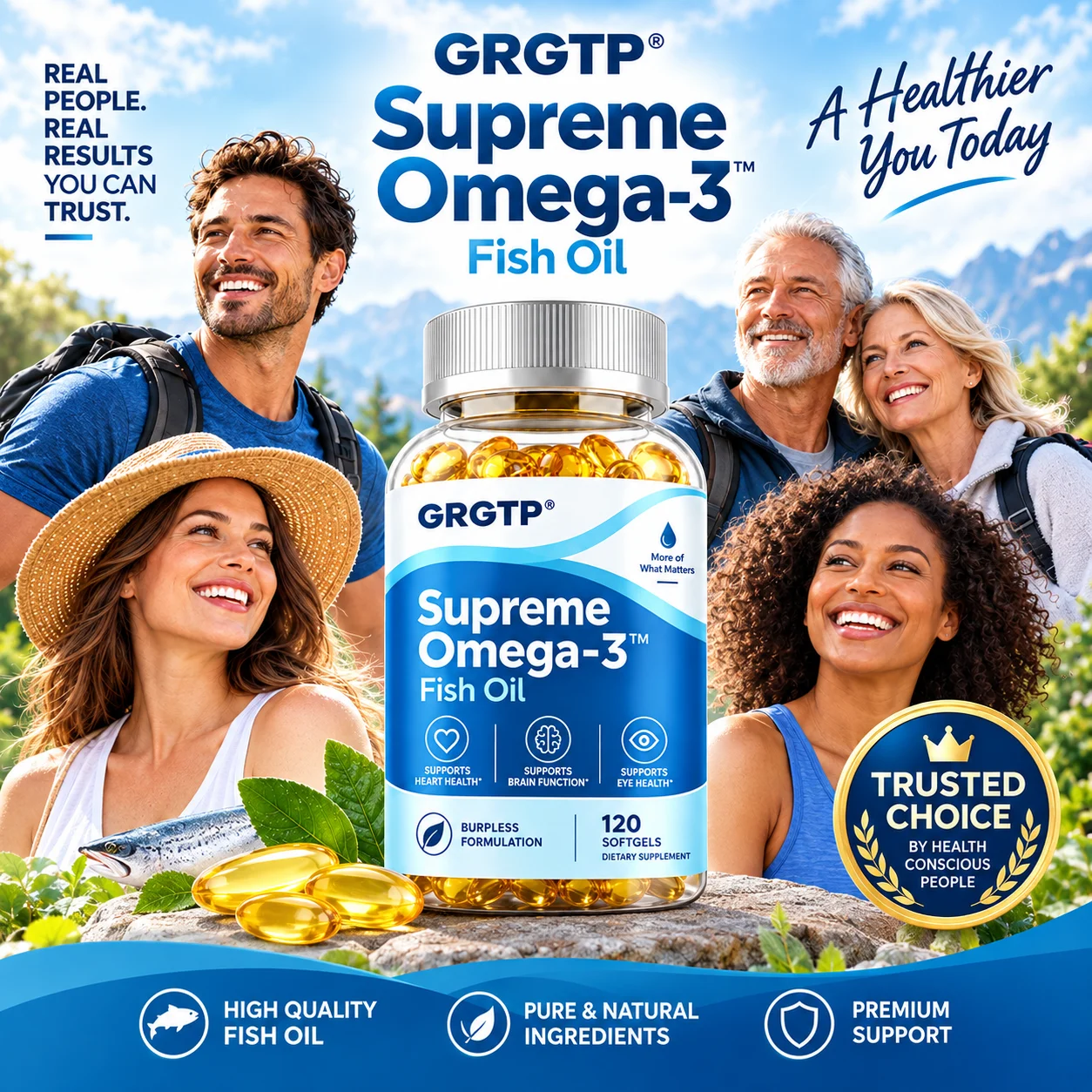 Supreme Omega-3 Fish Oil - Antioxidant, Supports Joint, Brain and Eye Health, Improve Memory and Intelligence, Enhance Immunity - view 5