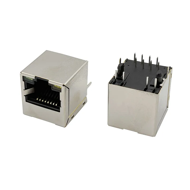 5PCS RJ45 network interface 100M transformer with indicator light, vertical type, 180-degree, with filter network socket