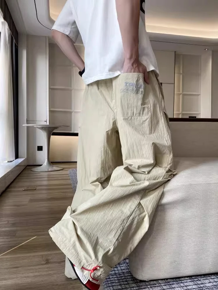 

Khaki Qui Dry десантник Bend Knife Брюки Мужские летние тонкие свободные широкие брюки Yamamoto Повседневные брюки свободного покроя прямые брюки