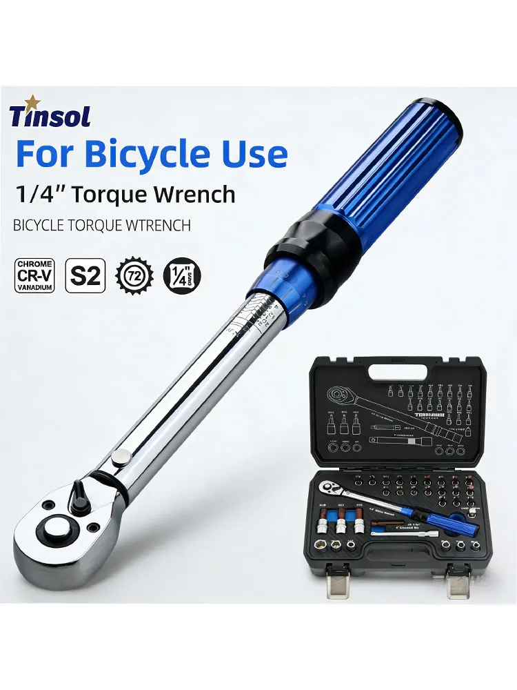 AliExpress NONE TINSOL 32PC 1/4 Torque Wrench Bicycle Preset Adjustable Torque 72-Tooth Ratchet High Precision ±3% Maintenance Kit