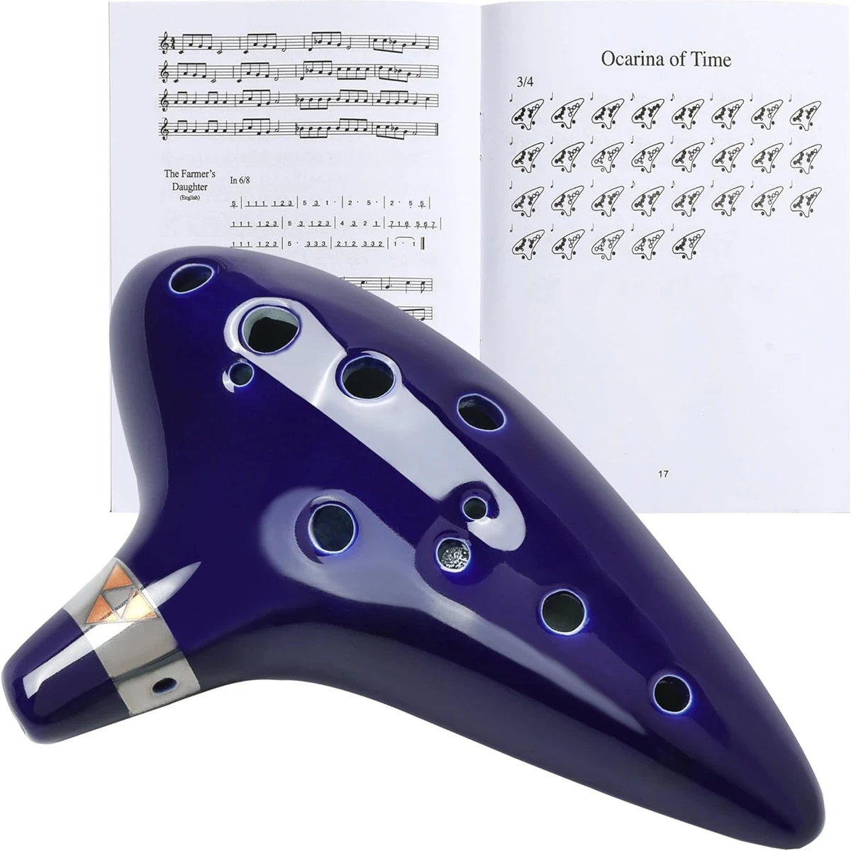 New Ocarina 12 Hole Alto C Ceramic Piccolo, Musical Instrument, Gift for Children Adults with Stand Music Book Neck-Strap Bag