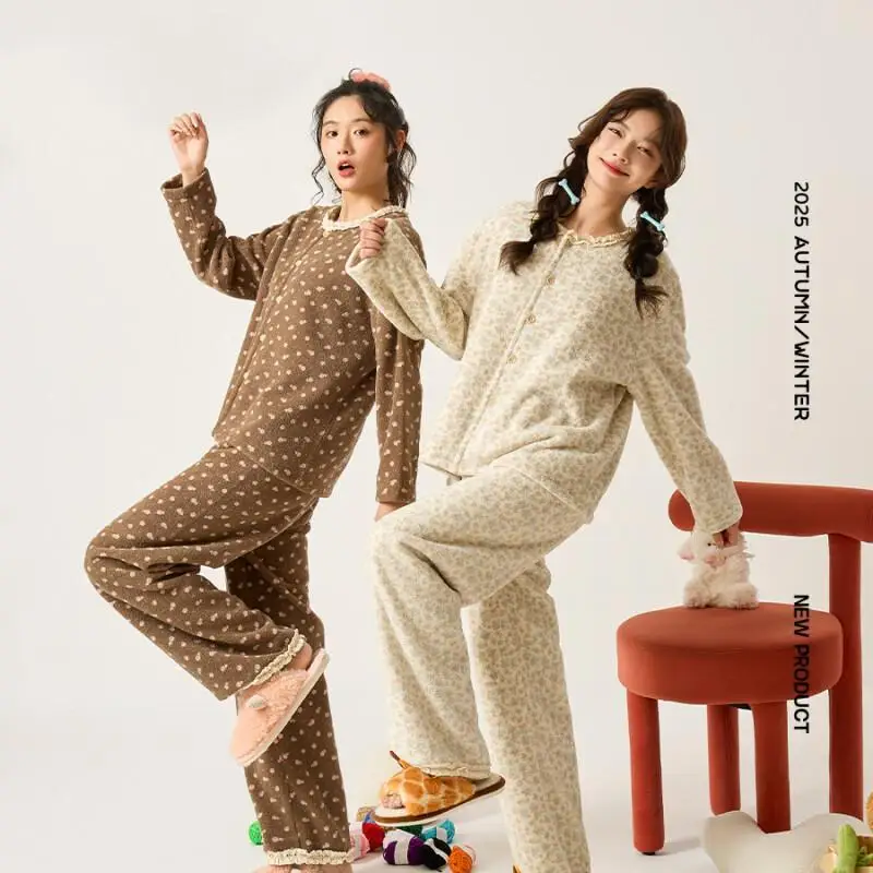 

autumn winter Women's pajamas new model suit loose Comfortable Sleepwear leisure comfortable Pajama Set sweet keep warm homewear