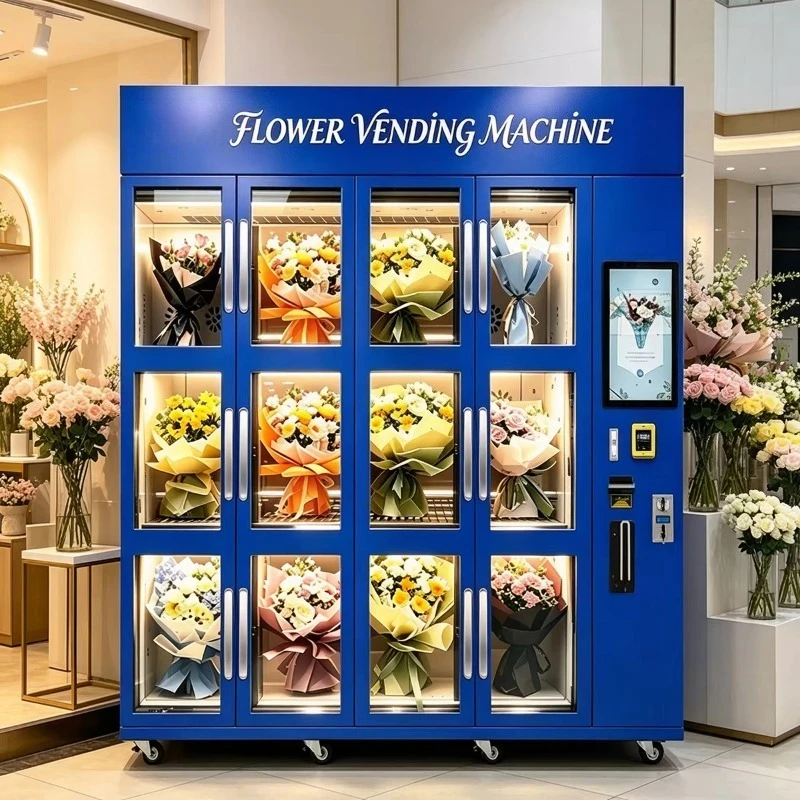 Preserved Flower Vending Machine 12 Cabin Smart SDK Energy Saving LED Lighting Auto Temperature Humidity Regulation Customized