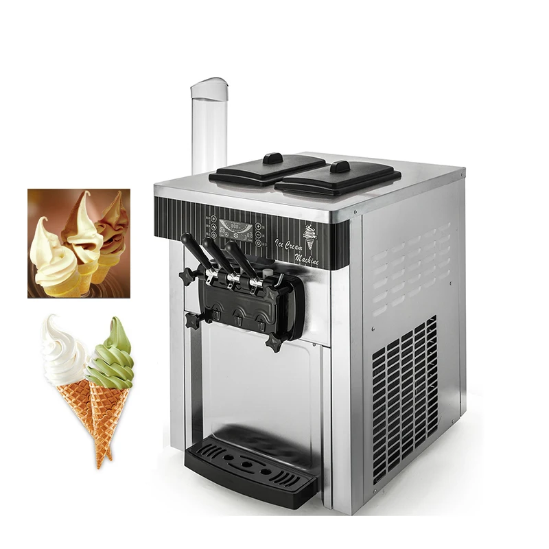 

-8218 Commercial 3 Flavors 20-28kg/h Cones Soft Ice Cream Machine Maker