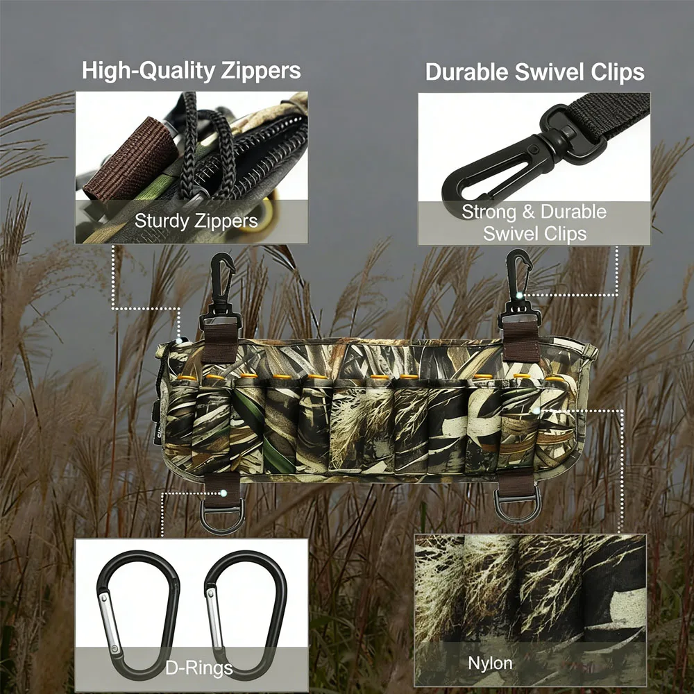Tactical Waders Shell Holder with 24 Loops and 1 Big Pocket, Shotgun Shell Pack Camo Wader Shell Clip for Waterfowl Hunting