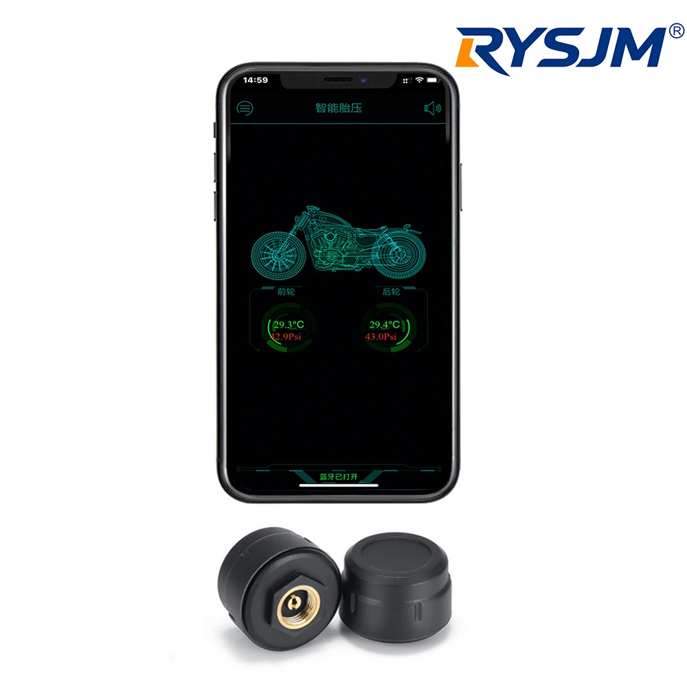 Motorcycle TPMS Tire Pressure Monitoring 2 Sensors Bluetooth-Compatible 5.0 Pit Bike Tyre Tester Diagnostic Set Moto Accessories