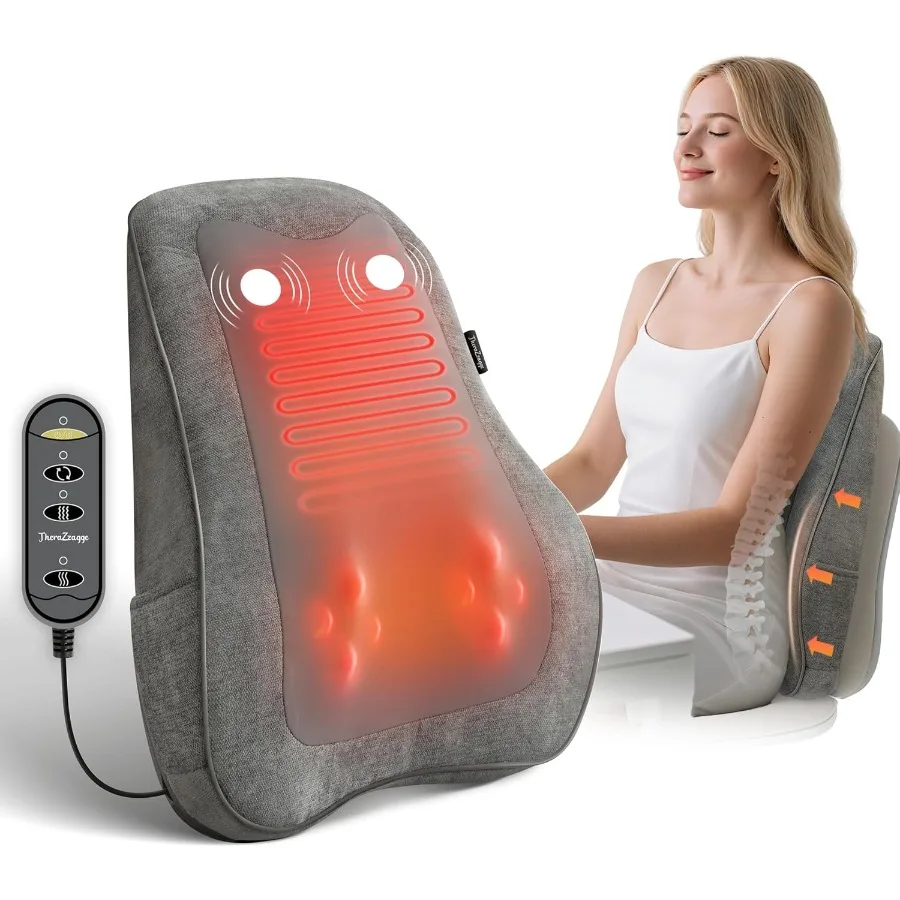 

Массажер для спины с подогревом шеи Массажер для спины для облегчения боли Глубокие ткани 3D Разминающая массажная подушка для спины, шеи, плеч, ног