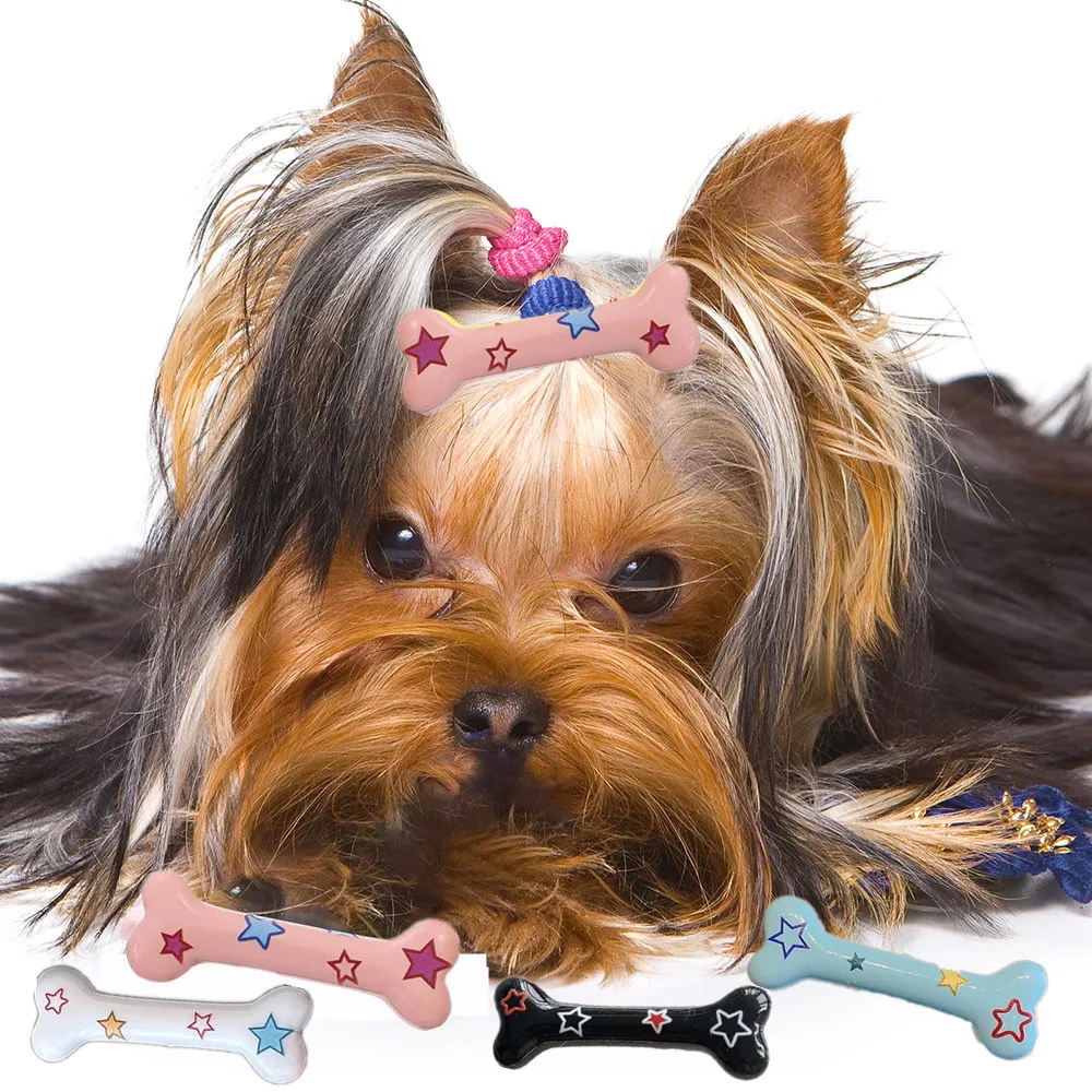 Stars Print Pet Small Dog Hairpins Bone Shape Puppy Cat Cute Hair Clips Pet Hair Accessories Dogs Hair Grooming