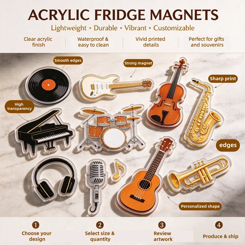 Custom Printed Acrylic Fridge Magnets Promotional Gift Customized Logo Plastic Magnetic Acrylic Cultural-creative Fridge Magnets
