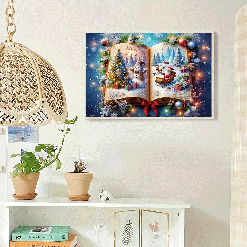 Świąteczna książka obrazkowa z 1000 elementami układanki papierowej o tematyce Świętego Mikołaja. Ten duży układanka służy jako zabawna gra dla...