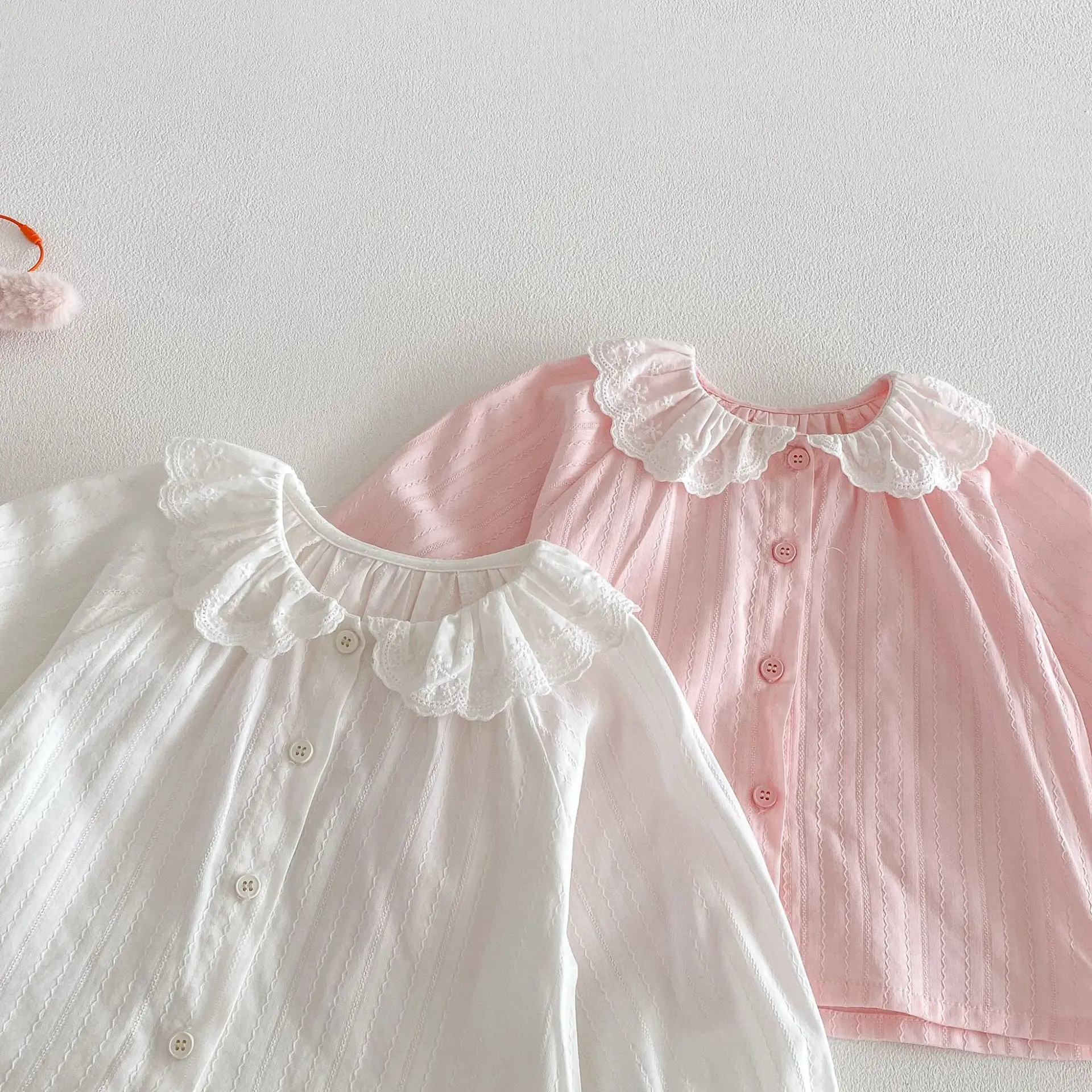 Girls' Doll Collar Shirt 2026 New Spring Baby Korean Version Lace Shirt Children's Korean Version Spring Top